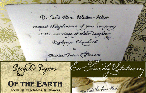 Earth Friendly Wedding invitations from handmade papers