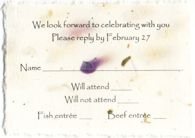 Return cards for wedding invitations