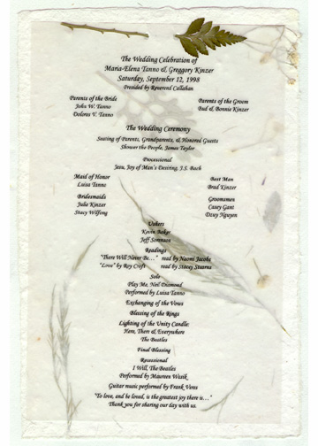Handmade Wedding Programs