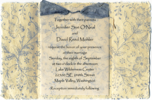 Blue Garden Wrap with Vellum Overlay and Spruce Eco-Twist Attachment