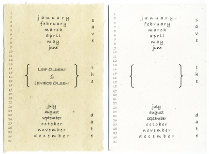 Recycled and Handmade Save The Date Cards