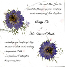 6 inch Square Invitation with Love in a Mist Flowers