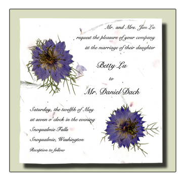 Love in a Mist Flowerseed Handmade Invitation
