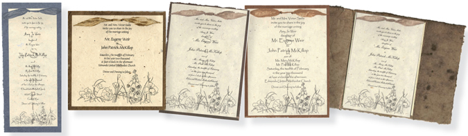 line art seeded print invitations