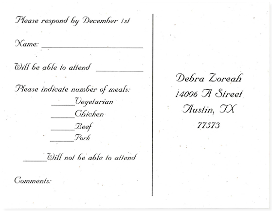examples of wedding invitations with meal choices examples of wedding invitations with meal choices