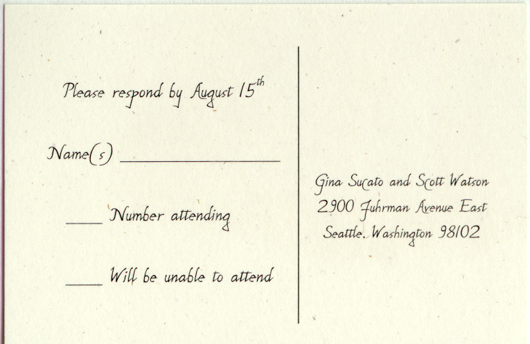 RSVP Card - Examples of Wedding Invitation Wording for response cards