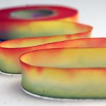 hand dyed silk ribbon blend 080 yellow orange and green