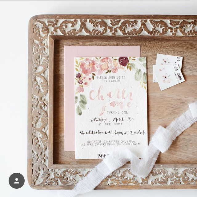 Hand made seed paper birthday invitation