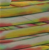 Earth Silk Dyed Ribbon green white yellow orange 025