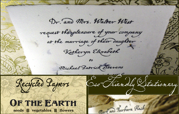 Seed Paper Wedding Invitations - 5x7 Lotka Panel Invitation with Silk  Ribbon Wrap