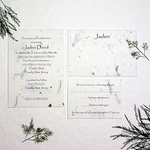 5x7 inch Custom Printed Invitation Panels - White Cotton Seed Paper  Watercolor Bamboo set of 6