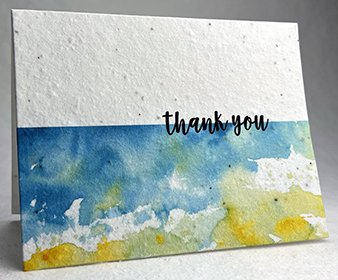A2 folding thank you seed paper card with beach print