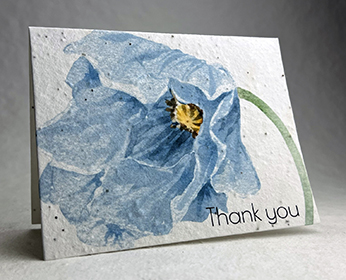 A2 folding thank you seed paper card with poppy print