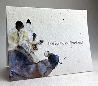 A2 folding thank you seed paper card with panda print