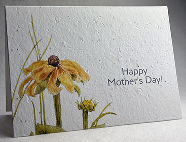 A7 folding mothers day seed paper card with black eyed susan print