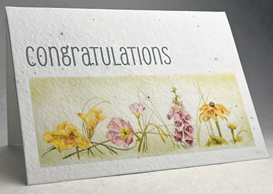 A7 folding congratulations seed paper card with wildflower print