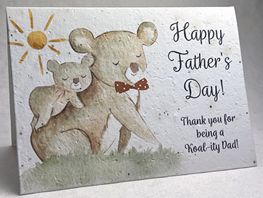A7 folding fathers day seed paper card with koala print