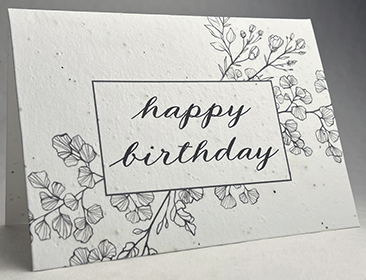 A7 folding birthday seed paper card with ginko print