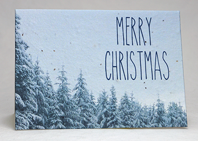 merry christmas card winter trees