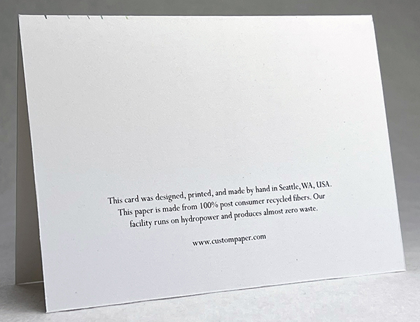 100% Recycled Card measures 6.75 x 4.75 unfolded