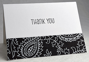 simple thank you style with handmade paper band