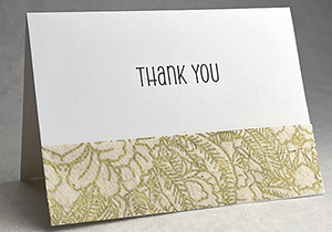 simple thank you style with handmade paper band