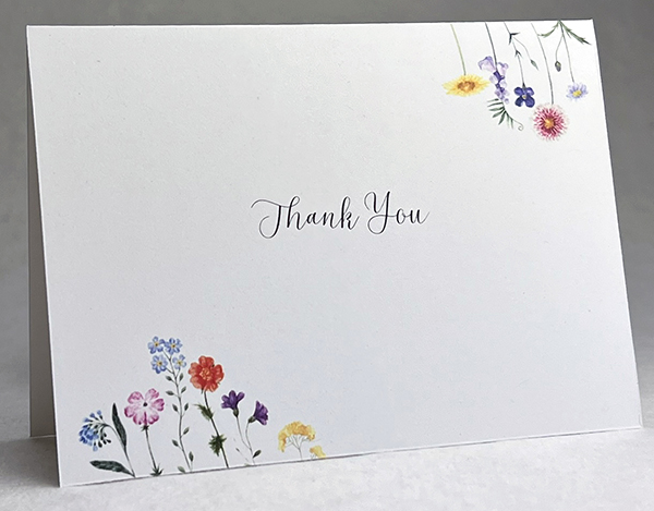 recycled thank you card with wildflower frame