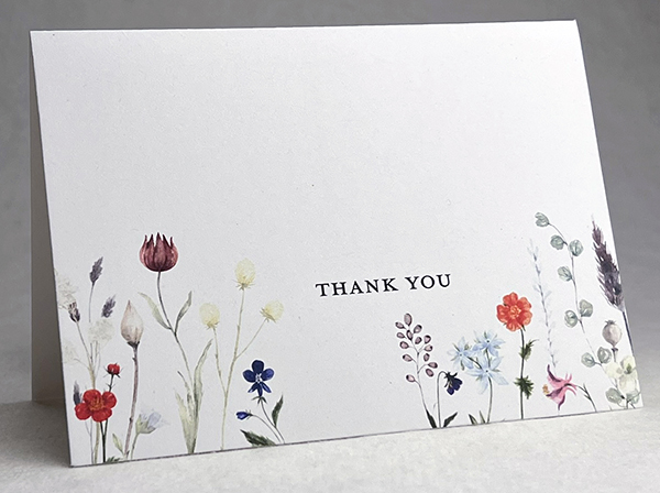 recycled thank you card with garden print