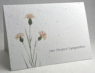 A7 folding sympathy seed paper card with cornflowers
