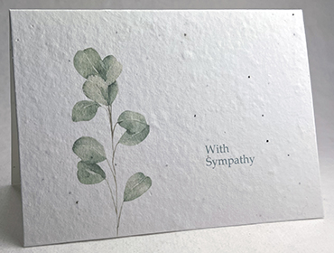 A7 folding sympathy seed paper card with eucalyptus