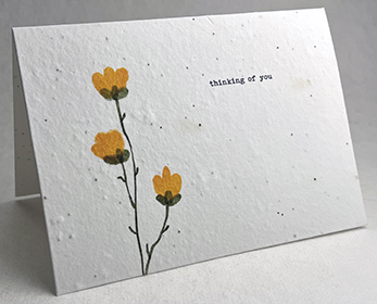 A7 folding sympathy seed paper card with flox