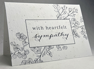 A7 folding sympathy seed paper card with ginko frame