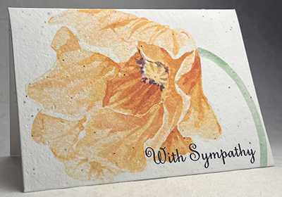 A7 folding sympathy seed paper card with orange poppy