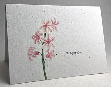 A7 folding sympathy seed paper card with orchids