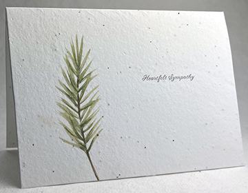 A7 folding sympathy seed paper card with pine