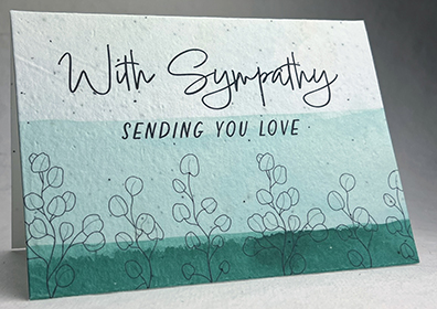 A7 folding sympathy seed paper card with seaweed