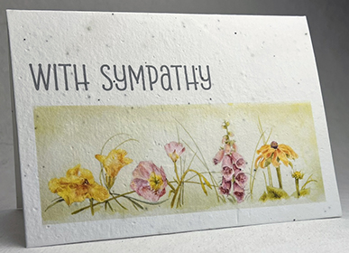 A7 folding sympathy seed paper card with wildflowers