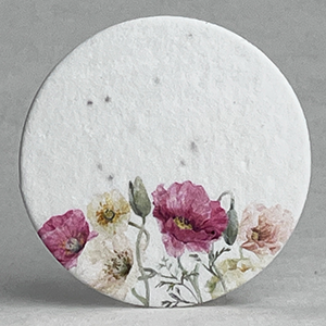 poppy pink and white seed paper printed circle