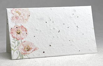 pink peony print seed paper place card
