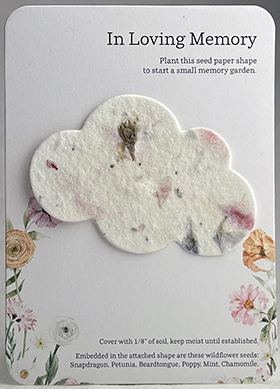 In Loving memory with cloud attached 3x5 card