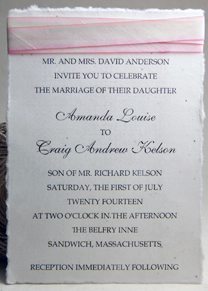 5x7 lotka invitation with silk ribbon