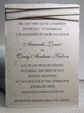 5x7 lotka invitation with silk ribbon