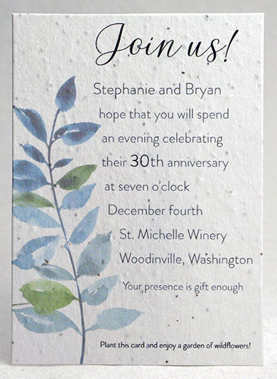 peaches print seed paper invitation 4x6