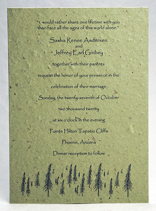 Watercolor Floral print seed paper invitation 5x7
