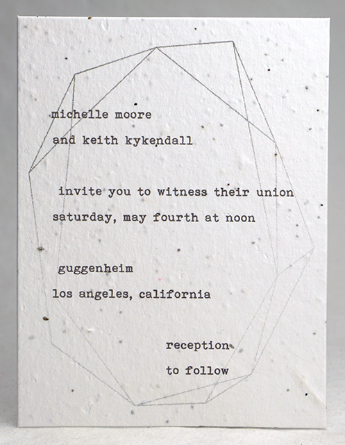 Geometric line print seed paper invitation 4x6