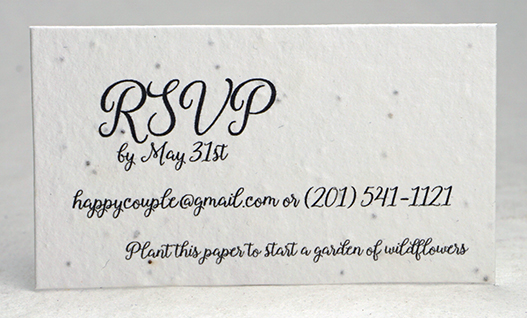 response card on seeded white paper