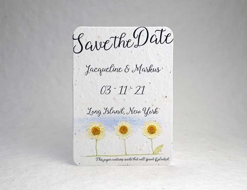 Watercolor Floral print seed paper invitation 5x7