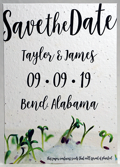Watercolor Floral print seed paper invitation 5x7