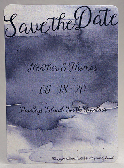 Watercolor Floral print seed paper invitation 5x7