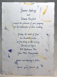 Seed Paper Wedding Invitations - 5x7 Panel Invitation with Silk Ribbon Wrap